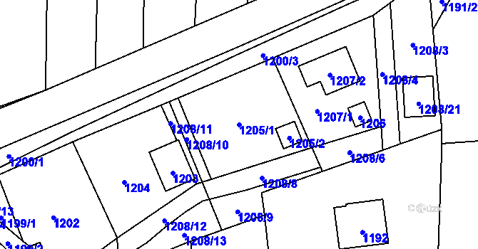 Parcela st. 1205/1 v KÚ Slavkov u Opavy, Katastrální mapa
