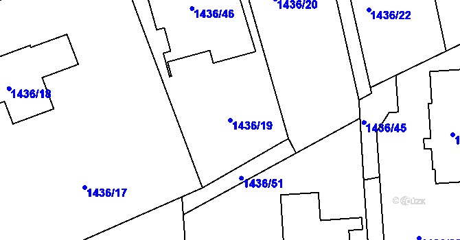 Parcela st. 1436/19 v KÚ Slavkov u Opavy, Katastrální mapa