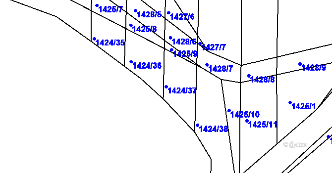 Parcela st. 1424/37 v KÚ Slavkov u Opavy, Katastrální mapa