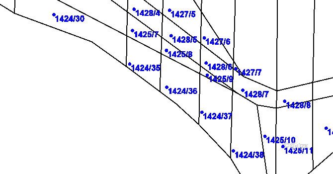 Parcela st. 1424/36 v KÚ Slavkov u Opavy, Katastrální mapa