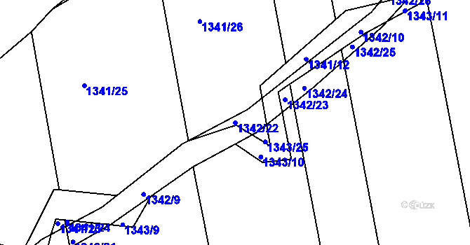 Parcela st. 1342/22 v KÚ Slavkov u Opavy, Katastrální mapa