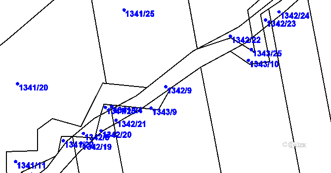 Parcela st. 1342/9 v KÚ Slavkov u Opavy, Katastrální mapa