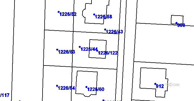 Parcela st. 1226/122 v KÚ Slavkov u Opavy, Katastrální mapa