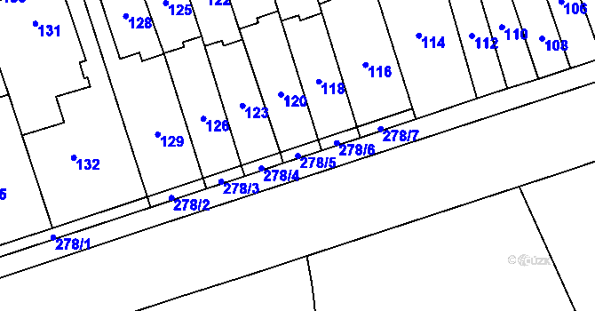 Parcela st. 278/5 v KÚ Slavkov u Opavy, Katastrální mapa