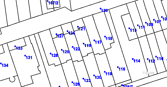 Parcela st. 119 v KÚ Slavkov u Opavy, Katastrální mapa