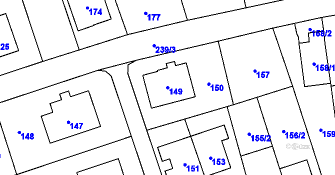 Parcela st. 149 v KÚ Slavkov u Opavy, Katastrální mapa