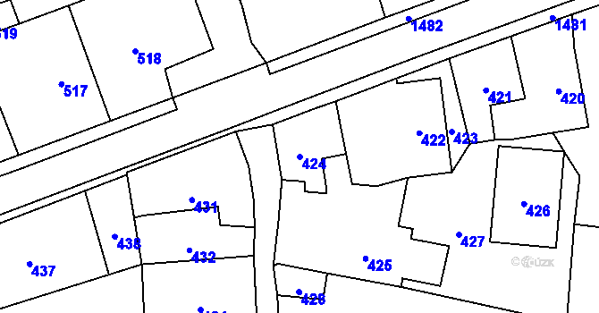 Parcela st. 424 v KÚ Slavkov u Opavy, Katastrální mapa