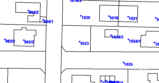 Parcela st. 1023 v KÚ Slavkov u Opavy, Katastrální mapa