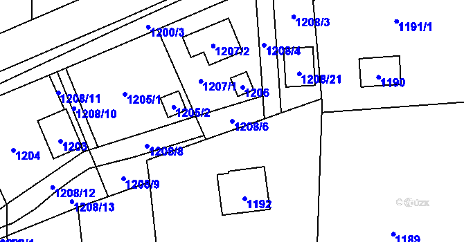 Parcela st. 1208/6 v KÚ Slavkov u Opavy, Katastrální mapa