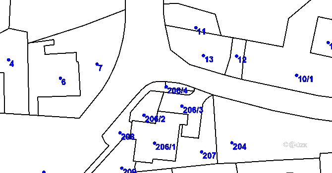 Parcela st. 206/4 v KÚ Slavkov u Opavy, Katastrální mapa