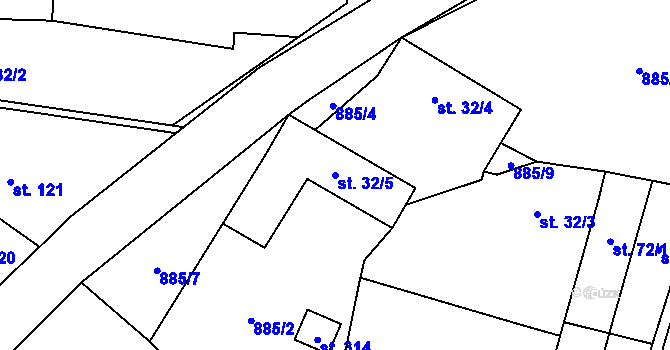 Parcela st. 32/5 v KÚ Slavkov pod Hostýnem, Katastrální mapa