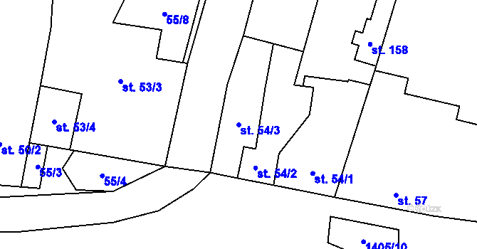 Parcela st. 54/3 v KÚ Slavkov pod Hostýnem, Katastrální mapa