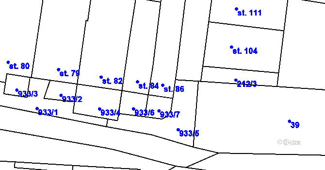 Parcela st. 86 v KÚ Slavkov pod Hostýnem, Katastrální mapa