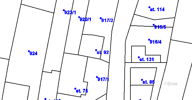 Parcela st. 92 v KÚ Slavkov pod Hostýnem, Katastrální mapa