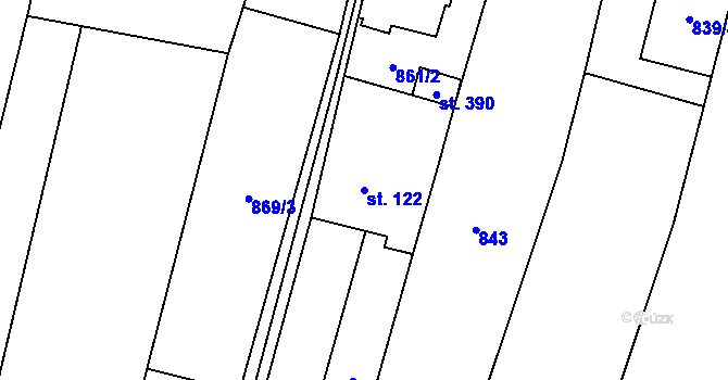 Parcela st. 122 v KÚ Slavkov pod Hostýnem, Katastrální mapa