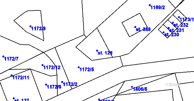Parcela st. 128 v KÚ Slavkov pod Hostýnem, Katastrální mapa