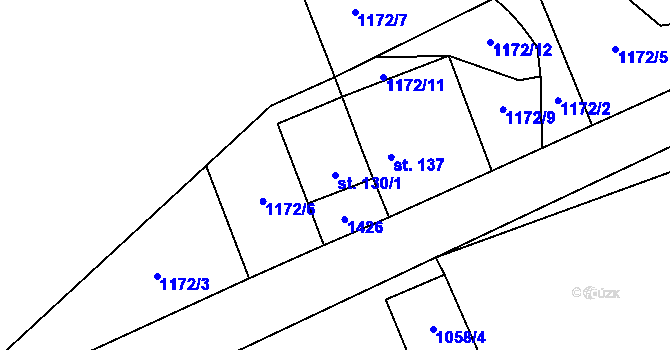 Parcela st. 130/1 v KÚ Slavkov pod Hostýnem, Katastrální mapa