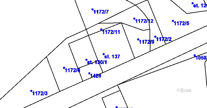 Parcela st. 137 v KÚ Slavkov pod Hostýnem, Katastrální mapa