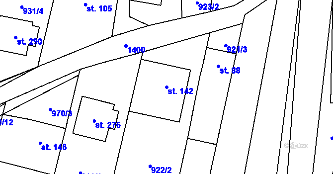 Parcela st. 142 v KÚ Slavkov pod Hostýnem, Katastrální mapa