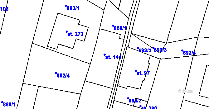 Parcela st. 144 v KÚ Slavkov pod Hostýnem, Katastrální mapa