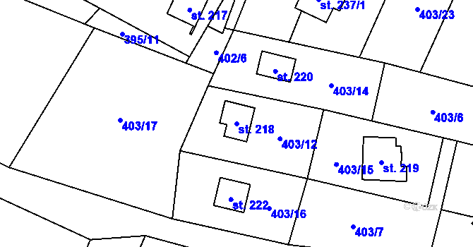 Parcela st. 218 v KÚ Slavkov pod Hostýnem, Katastrální mapa
