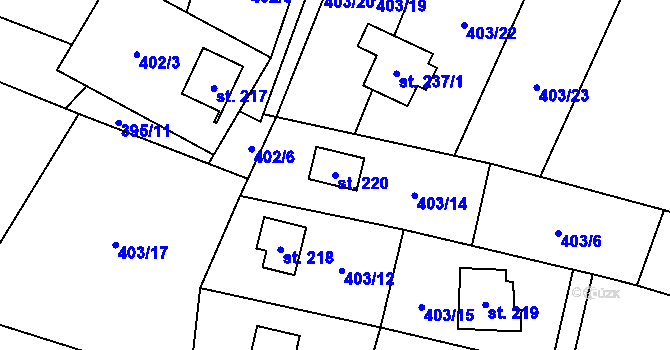 Parcela st. 220 v KÚ Slavkov pod Hostýnem, Katastrální mapa