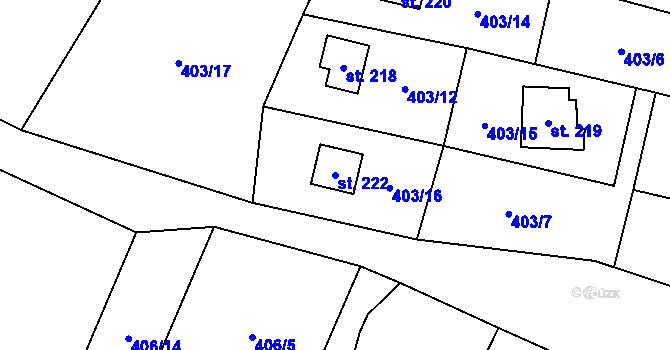 Parcela st. 222 v KÚ Slavkov pod Hostýnem, Katastrální mapa