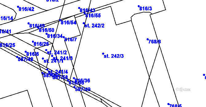 Parcela st. 242/3 v KÚ Slavkov pod Hostýnem, Katastrální mapa