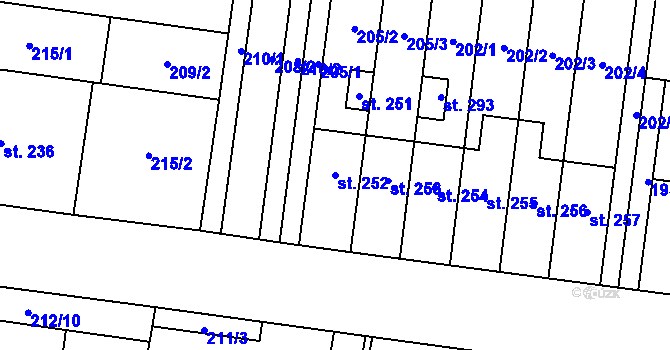 Parcela st. 252 v KÚ Slavkov pod Hostýnem, Katastrální mapa