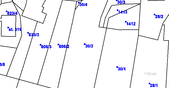 Parcela st. 30/2 v KÚ Slavkov pod Hostýnem, Katastrální mapa