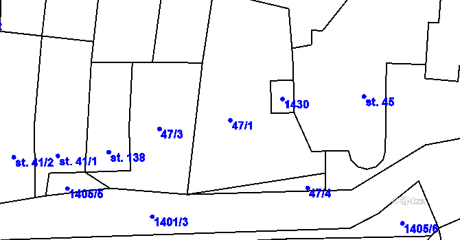 Parcela st. 47/1 v KÚ Slavkov pod Hostýnem, Katastrální mapa