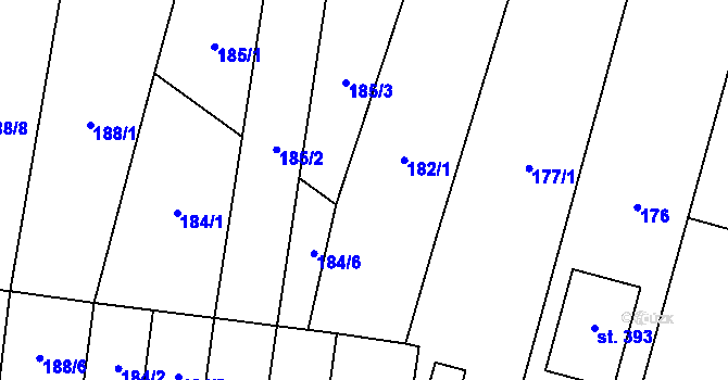 Parcela st. 181/1 v KÚ Slavkov pod Hostýnem, Katastrální mapa