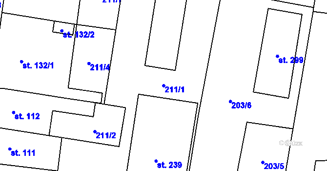 Parcela st. 211/1 v KÚ Slavkov pod Hostýnem, Katastrální mapa