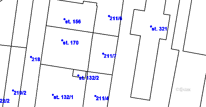 Parcela st. 211/7 v KÚ Slavkov pod Hostýnem, Katastrální mapa