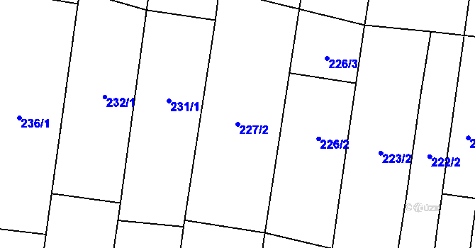 Parcela st. 227/2 v KÚ Slavkov pod Hostýnem, Katastrální mapa
