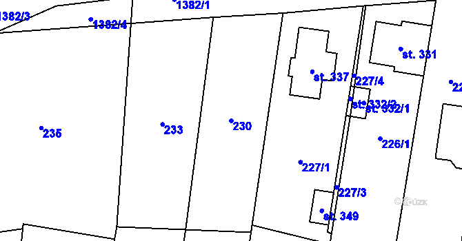 Parcela st. 230 v KÚ Slavkov pod Hostýnem, Katastrální mapa