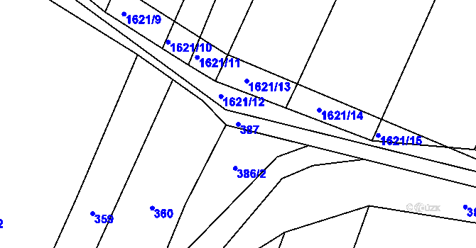 Parcela st. 387 v KÚ Slavkov pod Hostýnem, Katastrální mapa