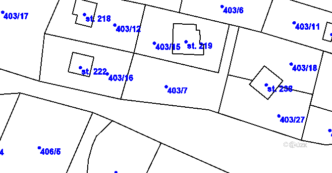 Parcela st. 403/7 v KÚ Slavkov pod Hostýnem, Katastrální mapa