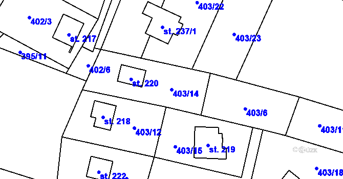 Parcela st. 403/14 v KÚ Slavkov pod Hostýnem, Katastrální mapa