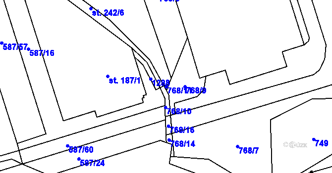 Parcela st. 768/11 v KÚ Slavkov pod Hostýnem, Katastrální mapa