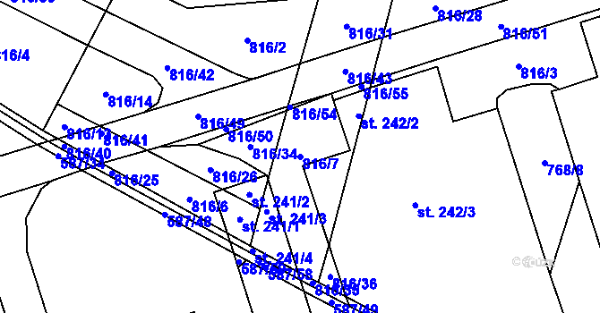 Parcela st. 816/7 v KÚ Slavkov pod Hostýnem, Katastrální mapa