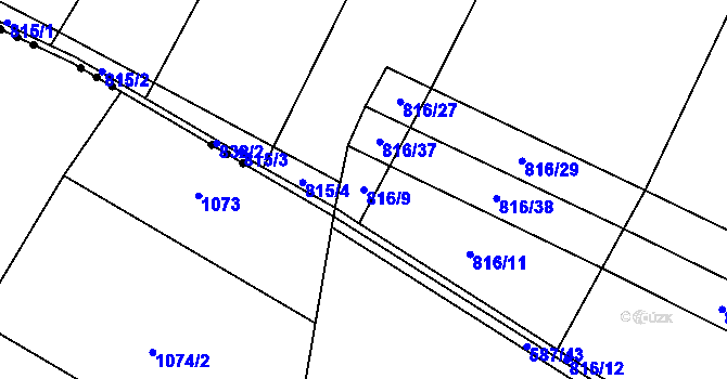 Parcela st. 816/9 v KÚ Slavkov pod Hostýnem, Katastrální mapa