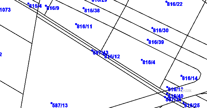 Parcela st. 816/12 v KÚ Slavkov pod Hostýnem, Katastrální mapa