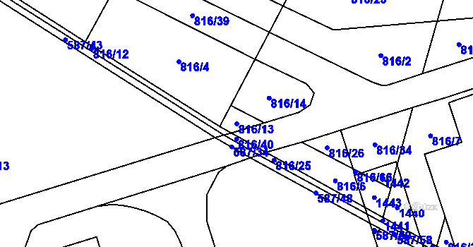 Parcela st. 816/13 v KÚ Slavkov pod Hostýnem, Katastrální mapa