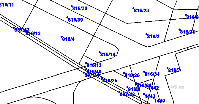 Parcela st. 816/14 v KÚ Slavkov pod Hostýnem, Katastrální mapa