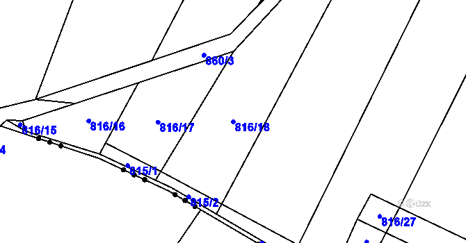 Parcela st. 816/18 v KÚ Slavkov pod Hostýnem, Katastrální mapa