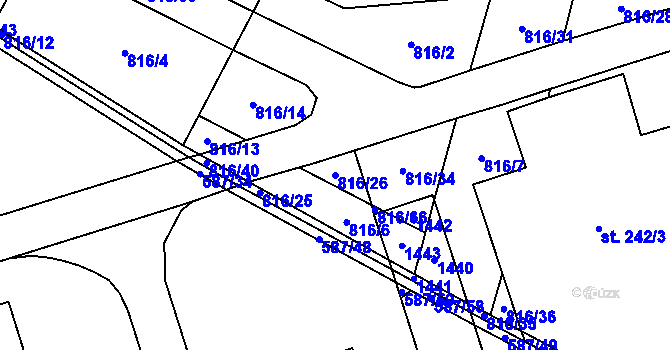 Parcela st. 816/26 v KÚ Slavkov pod Hostýnem, Katastrální mapa