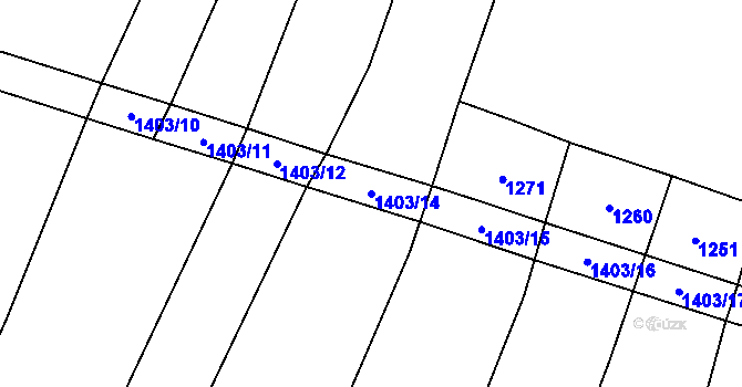 Parcela st. 1403/14 v KÚ Slavkov pod Hostýnem, Katastrální mapa