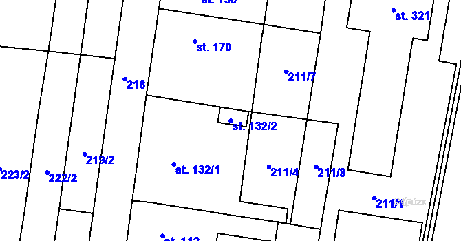 Parcela st. 132/2 v KÚ Slavkov pod Hostýnem, Katastrální mapa