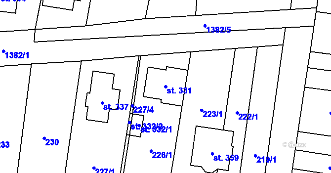 Parcela st. 331 v KÚ Slavkov pod Hostýnem, Katastrální mapa